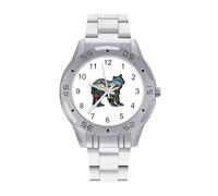 British Columbia Bear, orologio da polso da uomo, in acciaio inox, analogico, al quarzo, Stile:, regular, Bracciale