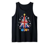 British England Flag Christmas Tree Lights Xmas Cute Costume Canotta