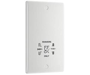 British General 820-01 Nexus White Interruttore della Luce, Bianco Modellato, Dual Voltage Shaver Socket
