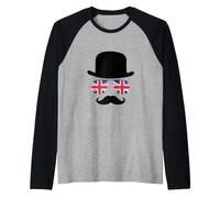 British Gentleman - Cappello a Bombetta, Motivo: aviatori Union Jack Maglia con Maniche Raglan