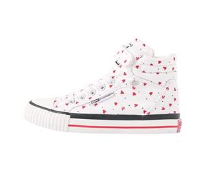 British Knights Dee, Scarpe da Ginnastica Bambina, Cuori Rossi a Pois Bianchi, 23 EU