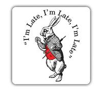 British Library Alice nel paese delle meraviglie sottobicchiere in legno con White Rabbit design