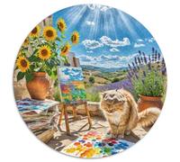 British Longhair Cat 1000 Piece Round Jigsaw Puzzle for Adults Kids 14+ Animal Cat Jigsaw Pretty Difficult Hard Challenging 1000pcs (67.5x67.5cm)