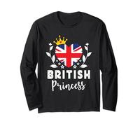 British Princess UK Flag Proud British Girl Maglia a Manica