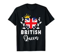 British Queen UK Flag Proud British Woman Maglietta
