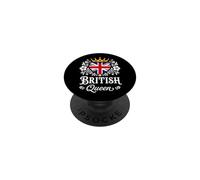 British Queen UK Flag Proud British Woman PopSockets PopGrip Adesivo