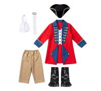 British Redcoat Costume per bambini medievale Halloween Cosplay Set | Costume di rammatica per Halloween, carnevale, sfilata, spettacoli teatrali, lezioni, compleanno, teatro