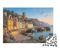 British Seaport Jigsaw Puzzles 1000 Pieces Recycled Paper Cliffside Village Adult Jigsaws Developing Boy & Girl‘s Intelligence Educativo Game per Family 70x50cm/1000pcs