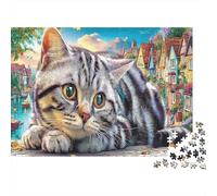 British Shorthair 1000Pc Puzzle for Adults Kids Cute Cat Close-up Fun Present Activity for Home Age 12 Years Up 38x26cm/1000pcs