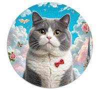 British Shorthair Cat 1000 Pieces Cat Animal Round Puzzle Jigsaw Gifts Intellectual Puzzle Per La Decorazione Delle Pareti for Adults 1000pcs (67.5x67.5cm)