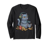 British Shorthair Cat Video Gamer Console PC Gaming Nerd Maglia a Manica