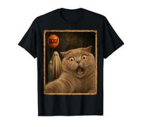 British Shorthair Halloween Ghost Selfie Boo Cat Meme Maglietta