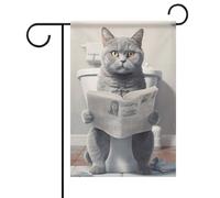 British Shorthair on the Toilet Flag Outdoor Garden Popular Modern Decorative Designsstyle One Size