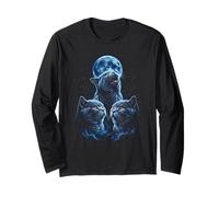 British Shorthair Tre Gatti Che ululano alla Luna Maglia a Manica