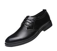 British Style Mens Leather Oxfords Lace Up Round Toe Business Dress Shoes Versatile Classic Formal Footwear(44 EU)