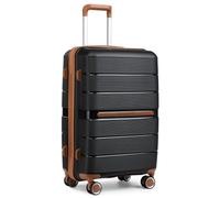 British Traveller Bagaglio a Mano 56x37x22 cm Valigia Trolley Rigida 4 Ruote, Nero