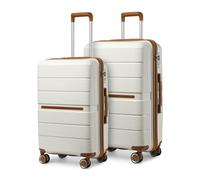 British Traveller Set di Valigie Rigide 2 Pezzi Trolley PP Leggero con TSA Lucchetto (65/76cm, Bianco)
