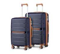 British Traveller Set di Valigie Rigide 2 Pezzi Trolley PP Leggero con TSA Lucchetto (65/76cm, Blu)