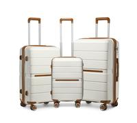 British Traveller Set di Valigie Rigide 3 Pezzi Trolley PP Leggero con TSA Lucchetto (55/65/76cm, Bianco)