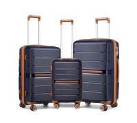 British Traveller Set di Valigie Rigide 3 Pezzi Trolley PP Leggero con TSA Lucchetto (55/65/76cm, Blu)