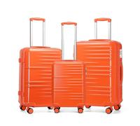 British Traveller Set Valigie da 3 Pezzi Valigia con Ruote con TSA Lucchetto, Arancione