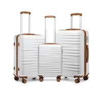 British Traveller Set Valigie da 3 Pezzi Valigia con Ruote con TSA Lucchetto, Bianco