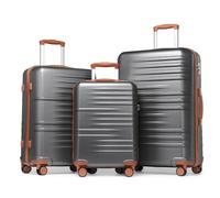 British Traveller Set Valigie da 3 Pezzi Valigia con Ruote con TSA Lucchetto, Grigio