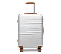 British Traveller Valigia con Ruote 64cm Trolley Rigida Trolley Medio con TSA Lucchetto, Bianco