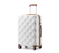 British Traveller Valigia Grande Trolley 74,5CM Valigie Rigida ABS+PC con Rotelle Girevoli e TSA Lucchetto (28pollici, Bianco)