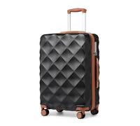 British Traveller Valigia Grande Trolley 74,5CM Valigie Rigida ABS+PC con Rotelle Girevoli e TSA Lucchetto (28pollici, Nero/Marrone)