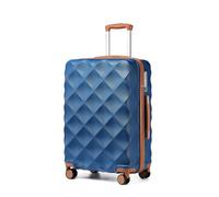British Traveller Valigia Media Trolley 64CM Valigie Rigida ABS+PC con Rotelle Girevoli e TSA Lucchetto (24pollici, Blu/Marrone)