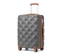 British Traveller Valigia Media Trolley 64CM Valigie Rigida ABS+PC con Rotelle Girevoli e TSA Lucchetto (24pollici, Grigio/Marrone)