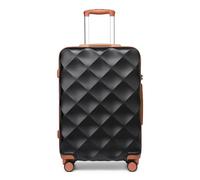 British Traveller Valigia Rigida Media 64CM Trolley Medio con Rotelle,Nero/Marrone