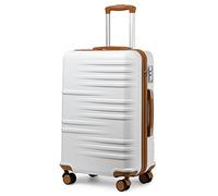 British Traveller Valigia Trolley Rigida Bagaglio a Mano da Viaggio ABS+PC Leggero con TSA Lucchetto (64cm,Bianco)