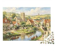 British Village 1000 Pezzi Puzzle Riciclabile Paper Vintage Town Senior Puzzles Party Gioco Accessori Ottima Idea Regalo for Women And Uomini Both 52x38cm/1000pcs