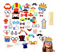 BRITIVIVE Photo Booth Accessori 48 pezzi Clown Deco Photo Booth Cappelli Occhiali e Baffi Accessori Foto per Carnevale Feste Decorazione Party Scatola Fotografica per Feste