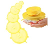 BRITIVIVE Set di 6 coperchi in silicone stretch per yogurt, coperchi in silicone estensibili, universali, estensibili per ciotole, lattine, bicchieri, frutta