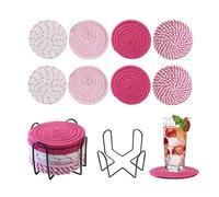 BRITIVIVE Sottobicchieri in vetro, 8 pezzi, sottobicchieri, decorazione boho, lavabili, adatti per bevande, tazze in vetro