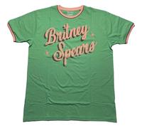 Britney Spears 'Retro Text' (Verde) Ringer Maglietta - NUOVO E UFFICIALE