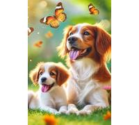 Brittany dog mom and her puppy Notebook - Large 6 x 9 inches - 127 Pages