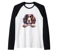 Brittany English Springer Spaniel Cocker Spaniel Dog Face Maglia con Maniche Raglan