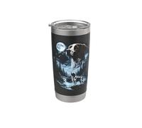 Brittany Spaniel Howling to the Moon Retro Anni '90 Bicchiere termico in acciaio inox doppia parete