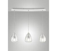 BRITTON LAMPADARIO A SOSPENSIONE IN VETRO TRASPARENTE D.22CM 3 LUCI ATTACCO E27