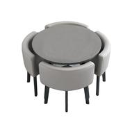 BritToyze Set di 4 tavolo da pranzo e sedie da 80 cm, tavolo salvaspazio in marmo e sedie in pelle PU, per soggiorno, ufficio, cucina, reception, mobili moderni e minimalisti (rotondo I)