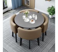 BritToyze Set di tavolo da pranzo e sedie, set da 4, 80 x 80 x 75 cm, scrivania rotonda in marmo, scrivania ergonomica per casa, bar, uso commerciale, scrivania per conferenze e negoziazioni