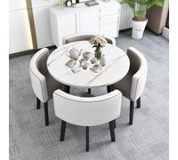 BritToyze Set di tavolo da pranzo e sedie, set da 4, 80 x 80 x 75 cm, scrivania rotonda in marmo, scrivania ergonomica per casa, bar, uso commerciale, scrivania per conferenze e negoziazioni