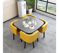 BritToyze Set di tavolo da pranzo e sedie, set da 4, 80 x 80 x 75 cm, scrivania rotonda in marmo, scrivania ergonomica per casa, bar, uso commerciale, scrivania salvaspazio per conferenze e