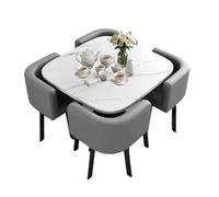 BritToyze Set di tavolo da pranzo e sedie, set di 4 tavolini salvaspazio in marmo, per soggiorno, ufficio, cucina, reception, mobili moderni e minimalisti, 80 x 80 x 75 cm (quadrato A)