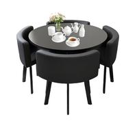 BritToyze Set di tavolo da pranzo e sedie, set di 4 tavolini salvaspazio in marmo, per soggiorno, ufficio, cucina, reception, mobili moderni e minimalisti, 80 x 80 x 75 cm (rotondo G)