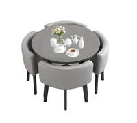 BritToyze Set di tavolo da pranzo e sedie, set di 4 tavolini salvaspazio in marmo, per soggiorno, ufficio, cucina, reception, mobili moderni e minimalisti, 80 x 80 x 75 cm (rotondo I)